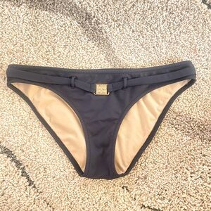 BCBG Womens Swim Bikini Bottom Navy/ Gold Buckle Medium